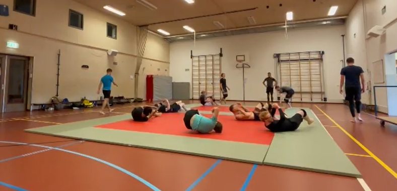 Warming-up op de mat